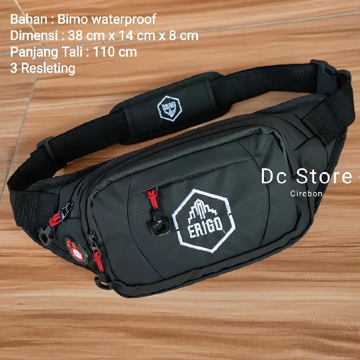 TAS PINGGANG WAIST BAG PRIA ANTI AIR RESLETING WATERPROOF HITAM