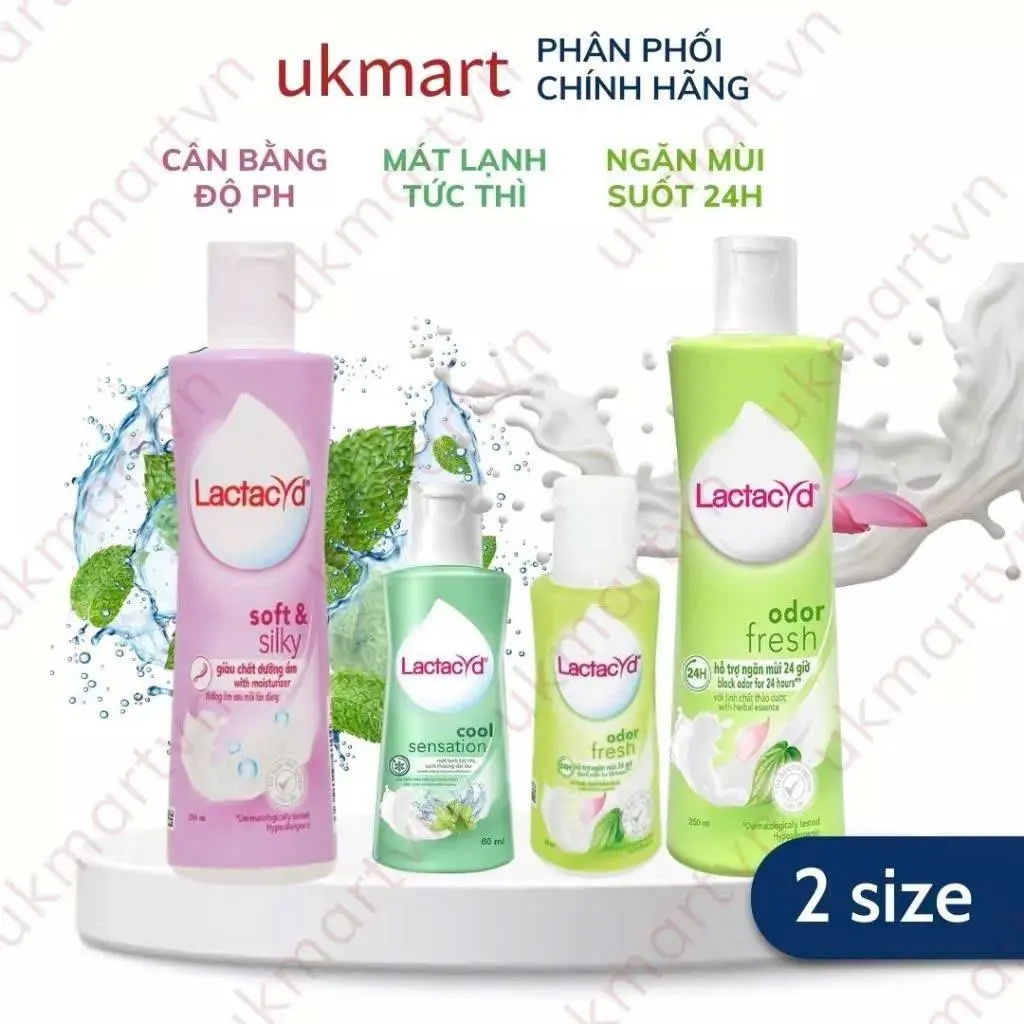 Dung dịch vệ sinh phụ nữ Lactacyd Ngăn Mùi 24H 60ml - 250ml dung  dich
