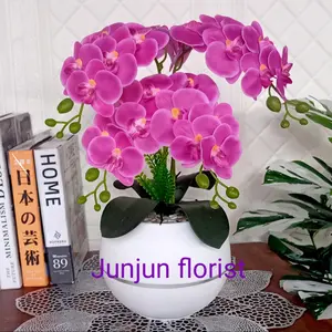 bunga anggrek latex 4 cabang murah vas bulat Plastik