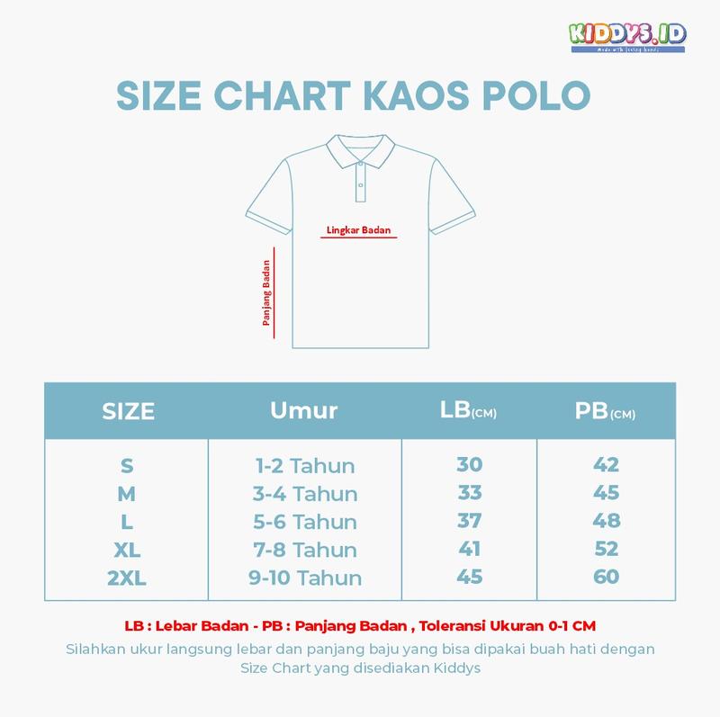 Kiddys Baju Anak Kaos Pendek Kerah Unisex Cotton 24s 1-8 Tahun KA100 3