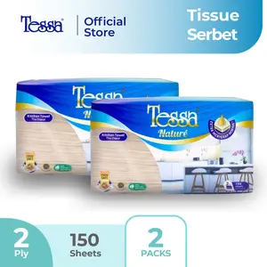 Tissue Tessa - 2 pack Nature Kitchen Towel Interfold 150s Unbleach Sheets - Tissue Dapur Murah
