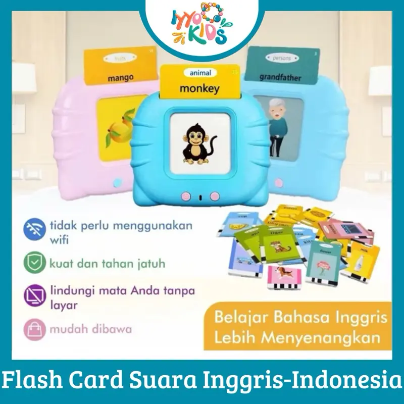 IYYO KIDS | Flash Card Suara Mainan Kartu Edukasi Anak Bilingual Early Education Pengenalan Kosakata Bahasa Inggris-Indonesia dalam Pendidikan Dini 2