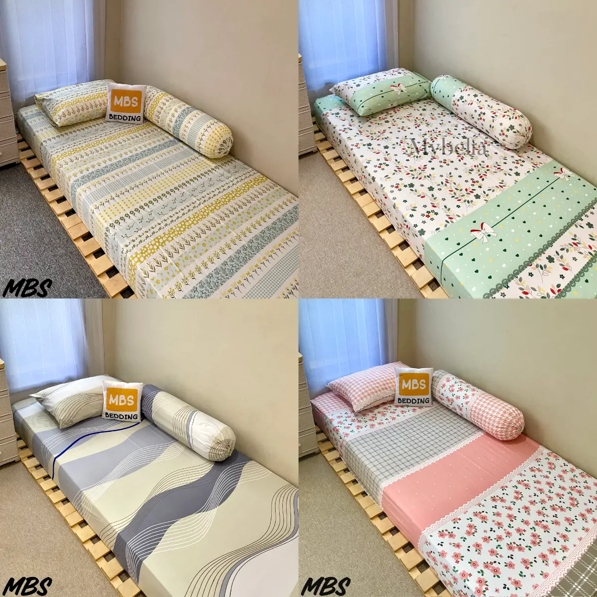 #1 | MYBELIA | MBS | SPREI / BED SHEET / SEPREI DOUBLE KARET AESTHETIC | FREE SARUNG BANTAL & SARUNG GULING