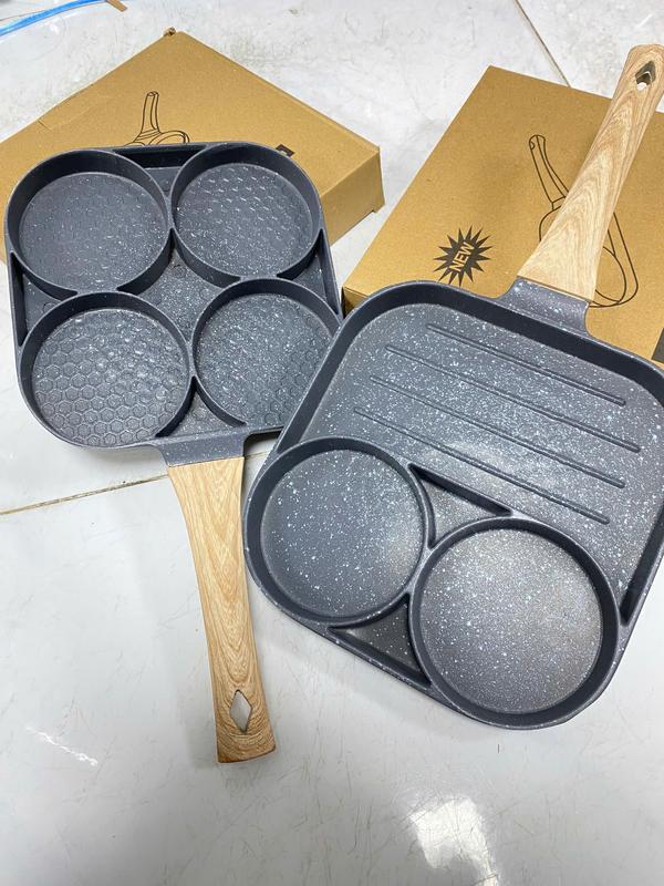 Chảo 3 ngăn chảo 4 ngăn khách note yêu cầu số ngăn chảo vân đá chiên trứng chảo chống dính vuông có ngăn cán gỗ chảo đất