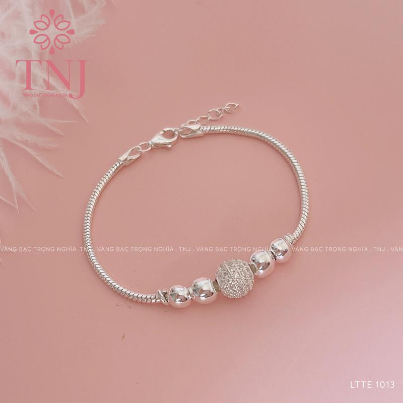 Lắc tay nữ BẠC TA S99, ĐỦ SIZE cầu 10li, vòng tay trẻ em lắc mỳ bi cầu trắng, chắc chắn, dễ thương, dễ phối đồ - LT 1013