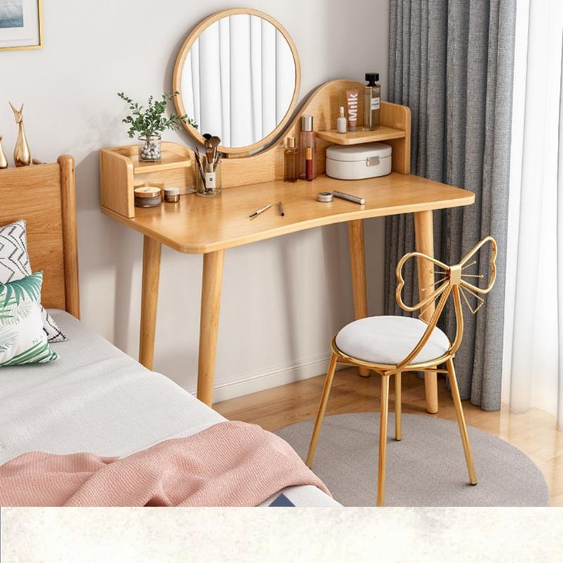 Bàn trang điểm, bàn phấn có gương và giá để đồ phong cách Bắc Âu hiện đại, kết hợp làm bàn học, bàn làm việc