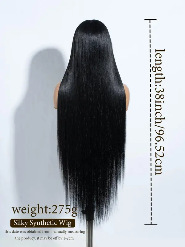 38 Inch Long Straight Lace Front Glueless Hd Wigs for Women, Gorgeous Fluffy Straight Frontal Wigs without Bangs, Synthetic Heat Resistant Fiber Pre Plucked Hairline Wigs for Party, Daily Use, Glueless Ready To Wear Wig 1