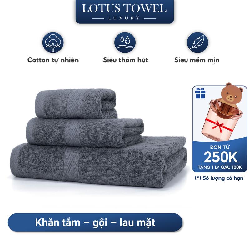 Khăn Tắm, Khăn Mặt, Khăn Gội LOTUS Làm Từ Sợi Cotton, Mềm Mịn Thấm Hút, Không Ra Màu, Dùng Cho Gia Đình Spa Khách Sạn Nhà Tắm