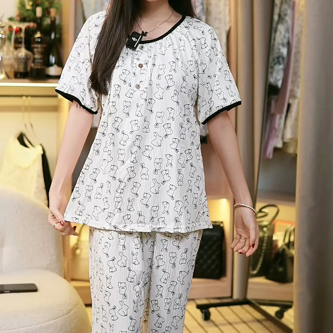 Bộ đồ ngủ Thỏ Cotton – Siêu mềm, co giãn 4 chiều, thoáng mát cả ngày