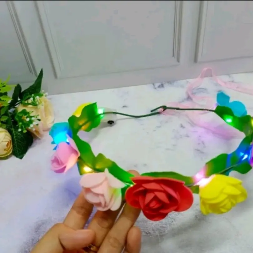 Bando Bunga Menyala / Flower Crown Led / Bando Karnaval Dewasa Headbands