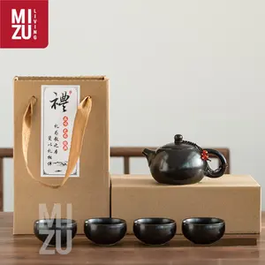 MIZU OOLONG Classic Chinese Tea Pot SET 4 Cups Ceramic With Gift Box Teko 4 Cangkir Teh Keramik