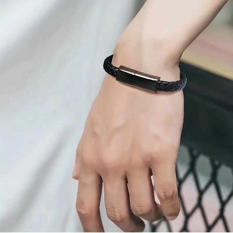 Product Introduction of USB Charging Bracelet Cable Fashion Double Braided Wrist Data Charger Cord For IPhone Type-c Micro Mobile Phone usb  charging 4