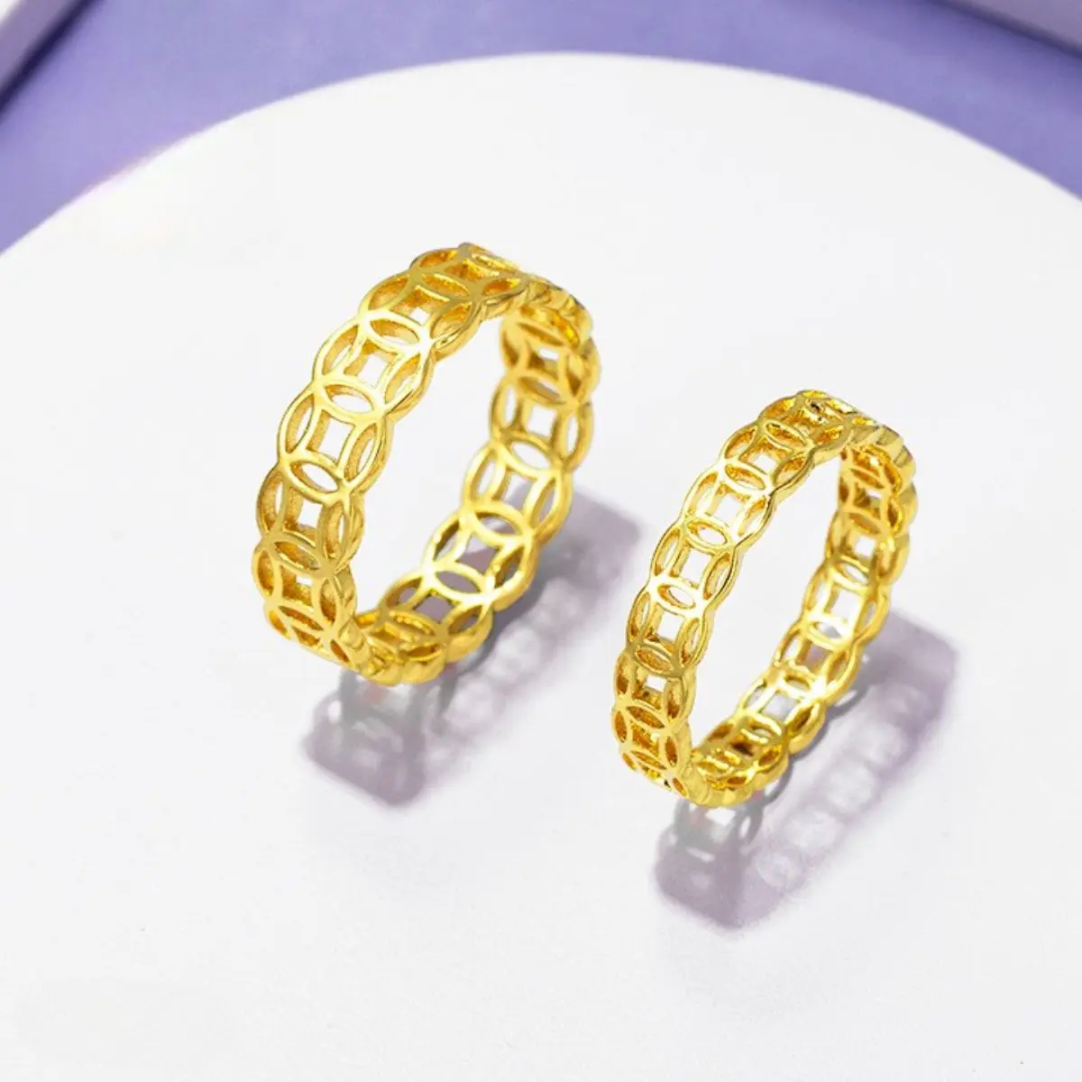 Nhẫn Kim Tiền Nam Nữ, Nhẫn Kim Tiền Mạ Titan Vàng Non Cao Cấp - Kho Sỉ Trang Sức Xi Mạ