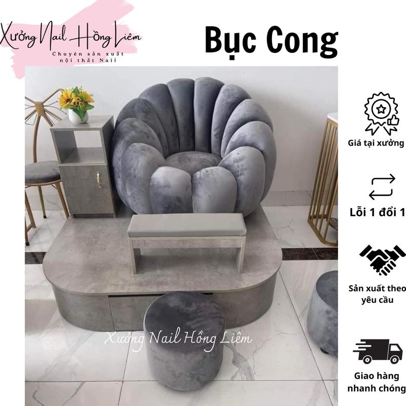 Bục Nail đơn cong gỗ mdf phủ melamin [Xưởng Nail Hồng Liêm] Vững chắc Ngăn kéo Đã lắp ráp 4