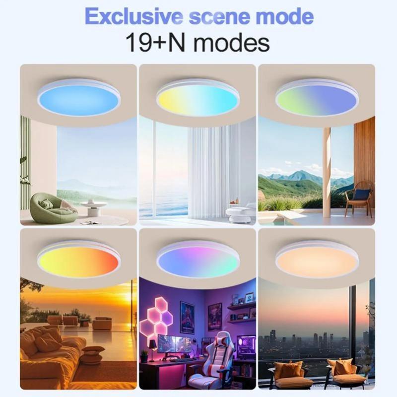 Đèn trần LED RGB gắn âm với điều khiển từ xa, công suất 48W, có thể điều chỉnh…