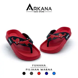 ARKANA - New Sandal Jepit Anak Laki-laki Karakter Spider Keren 2 - 8 Tahun Sandal jepit Abu Biru