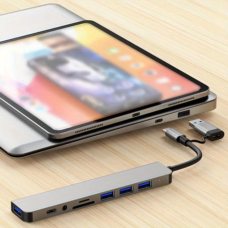 8-in-1 USB C Hub, USB Splitter, USB Extender with 4 USB Ports & 1 USBC TF/SD Card Reader, Suitable for MacBook Pro/iPad Pro/HP Laptops/Galaxy Phones 4