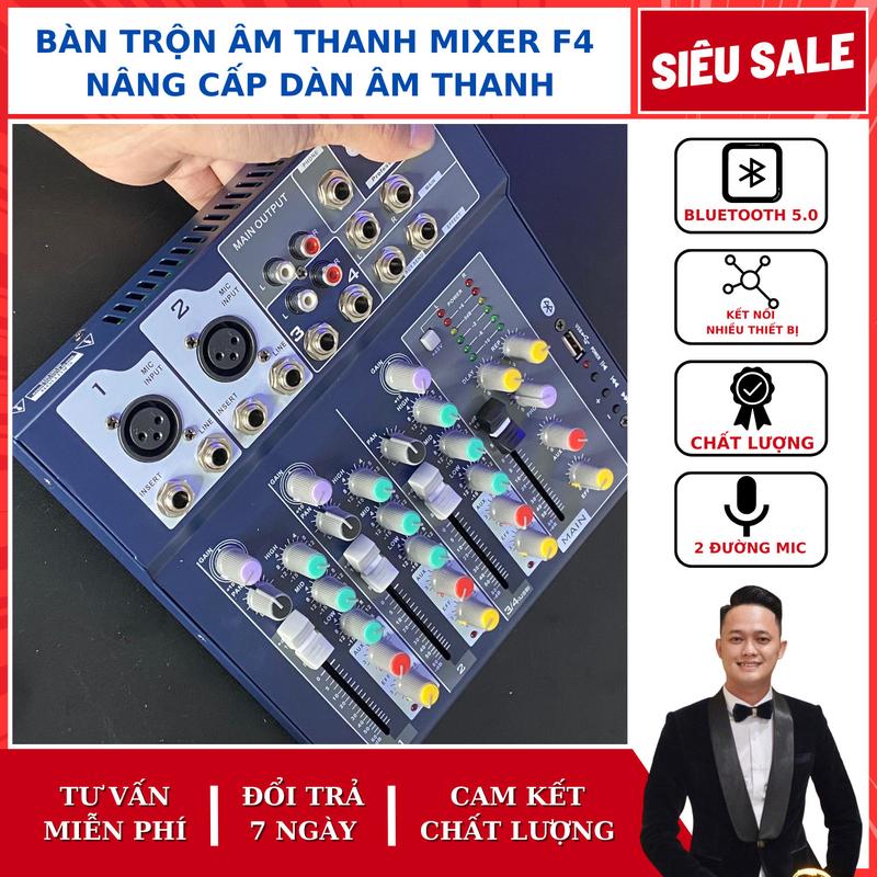  MIXER F4 Nâng Cấp Âm Thanh Loa Kéo Amply Echo Delay Phù Hợp Với Hát Karaoke Trong Gia Đình Hội Nghị Tổ Chức Sự Kiện Thu Âm. 