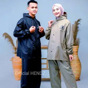 JAS HUJAN Anti Rembes Setelan Jaket Celana  Pria Wanita PVC Tebal ORIGINAL HENDZ