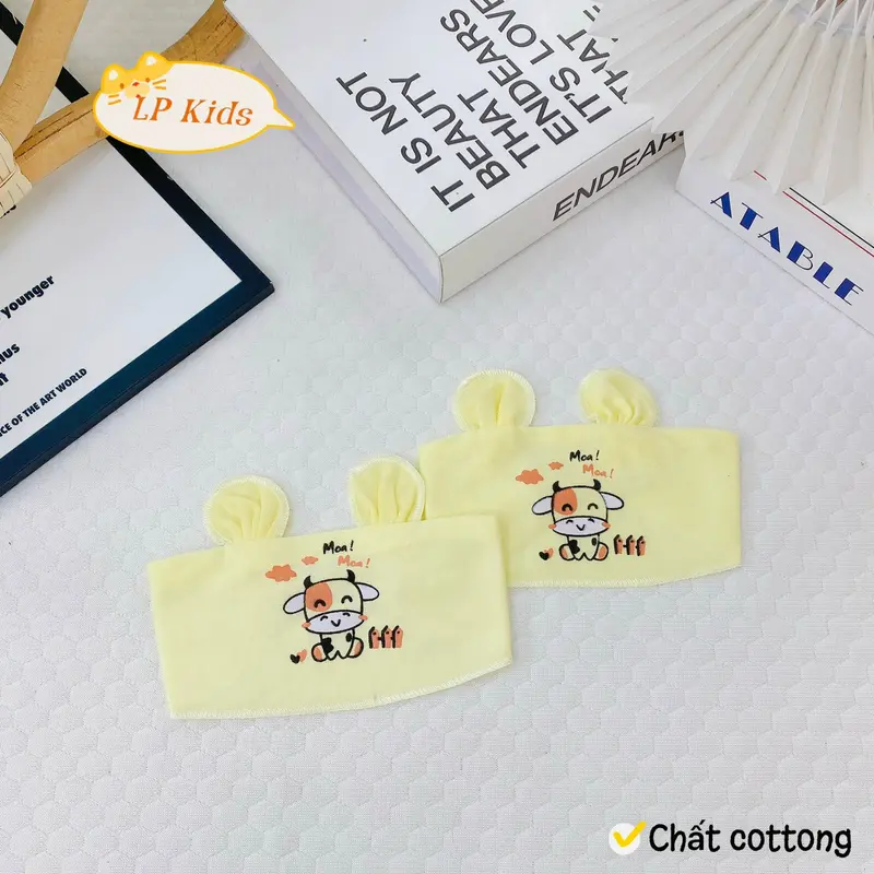 Combo 3/5 Che Thóp Cho Bé Sơ Sinh Cotton Tai Thỏ Họa Tiết Dễ Thương CT01 6
