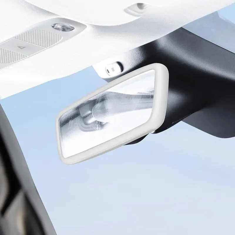 Car Interior Rearview Mirror Silicone Cover, Car Interior Rearview Mirror Protective Frame, Silicone Cover Decoration for Tesla Model 3/Y 6