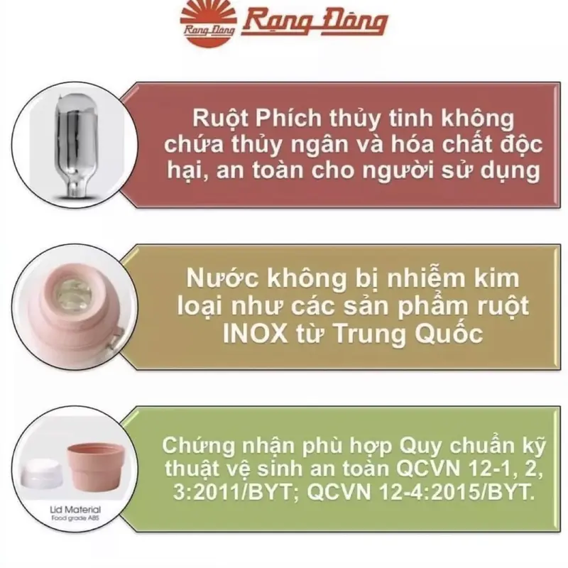Phích nước mini Rạng Đông, bình giữ nhiệt đựng nước nóng cầm tay 450ml, Model RD 04528 N2 2