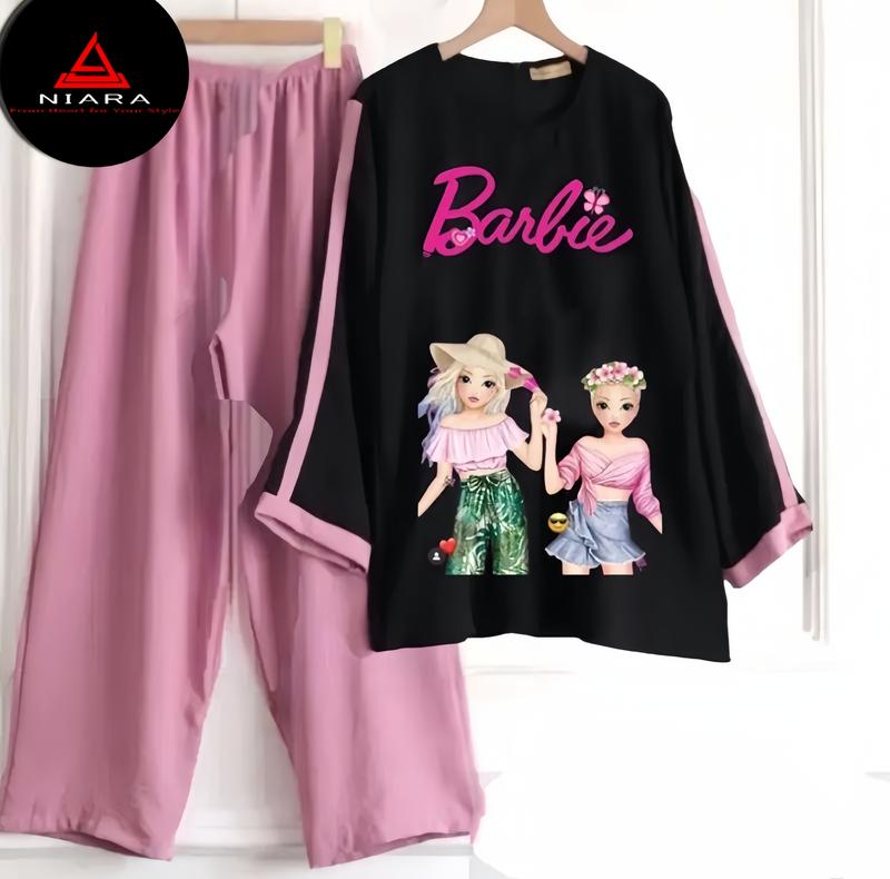 Product Introduction of setelan anak perempuan barbie viral terbaru 2023 Lengan panjang crinkle airflow 3-12 tahun 16