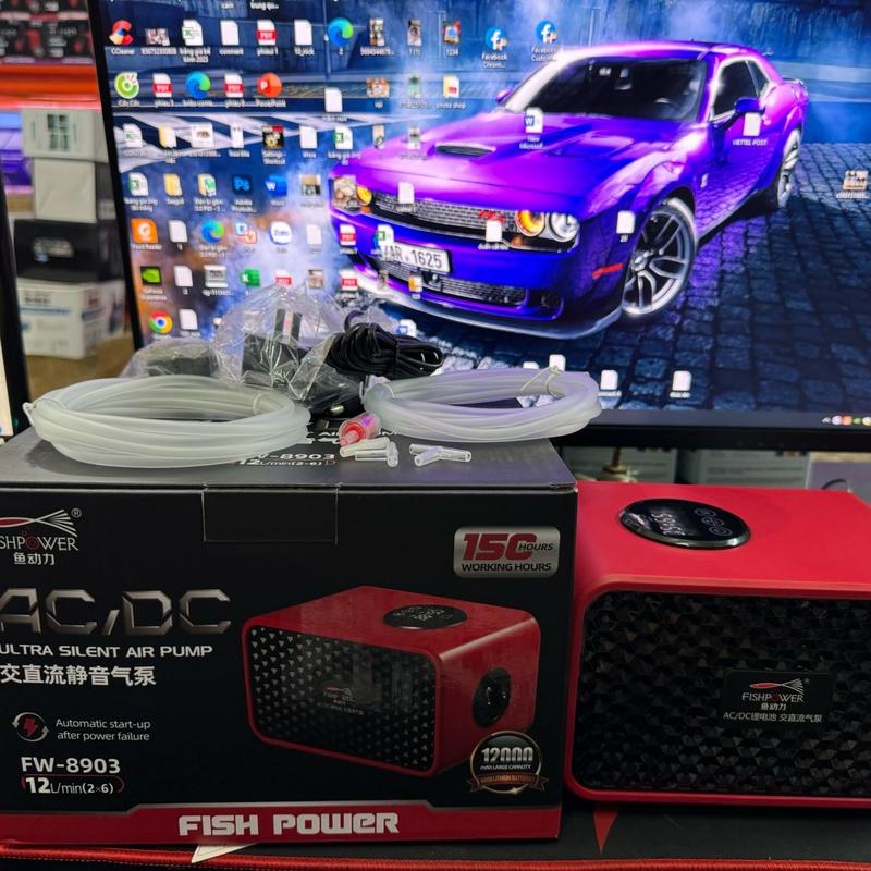 Bộ sủi oxi tích điện siêu êm Fishpower Ebang 8903 - Chạy 150 giờ 12l min tạo khí oxi cho bể cá cảnh bể thuỷ sinh