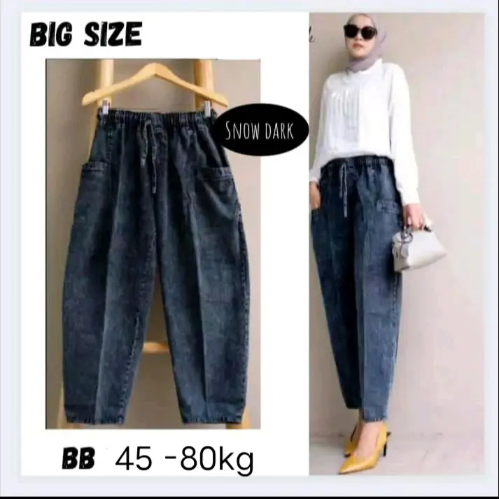 BIG SIZE Celana Baggy Pants BAMBE Jeans (Bb 45-85kg) Denim Melar Casual 1