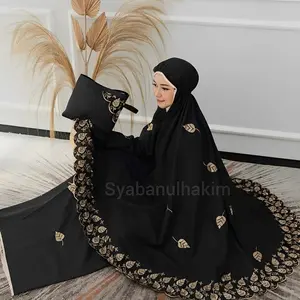 Mukena Dewasa Khadijah Bordir Motif Daun Katun Premium Jumbo/Mukena Mewah Atasan Muslim Bawahan Panjang Renda Cantik