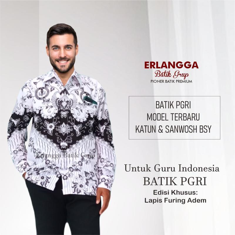 Seragam Batik PGRI Pria Wanita Terbaru Full Furing Erlangga Group 2