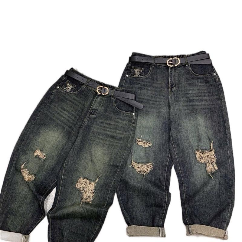 Quần Jean Baggy Boy Rách Cạp Cao - Cạp Chun Có Co Dãn Bigsize 55-95kg Mã 6003