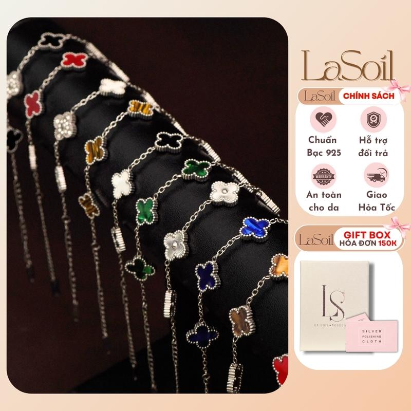LASOIL - Lắc tay nữ Titan 316L Hoa lá xà cừ vòng tay nữ Cỏ Lucky may mắn màu vàng bạc Freesize trang sức nữ