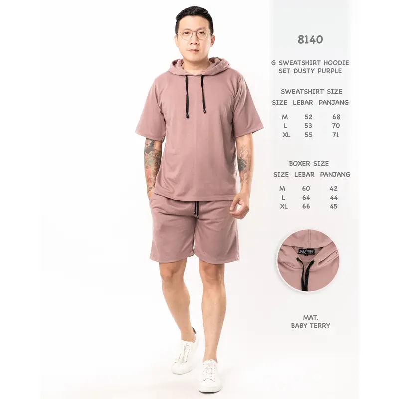 Jane Frey Clothing Hoodie Set Freypv 8140 Sweatshirt Hoodie Set M-XL Sweater Set Casual Sweatshirt Workout Pria Polos Katun sweater satu set celana 6