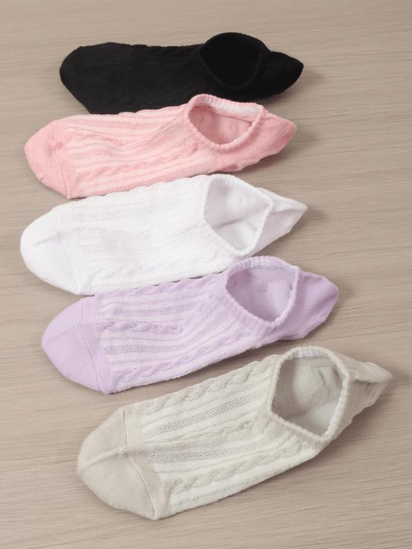 Women's 10 Pairs Textured Invisible Socks, Casual Soft Comfy Breathable Socks For Daily Wear, Women's Socks & Hosiery 5