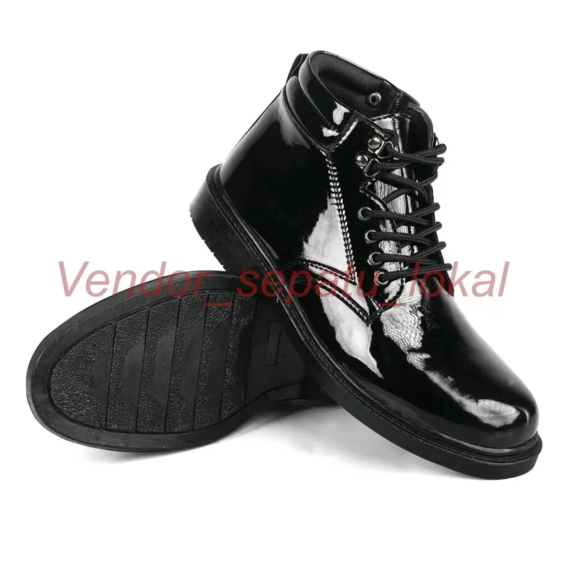 Sepatu Dinas Harian Pria Tni Polri Security , Sepatu Pdh Tali Reslating Kilap dan Tali Mati Hitam Kilap Kerja Boots Shoes 3