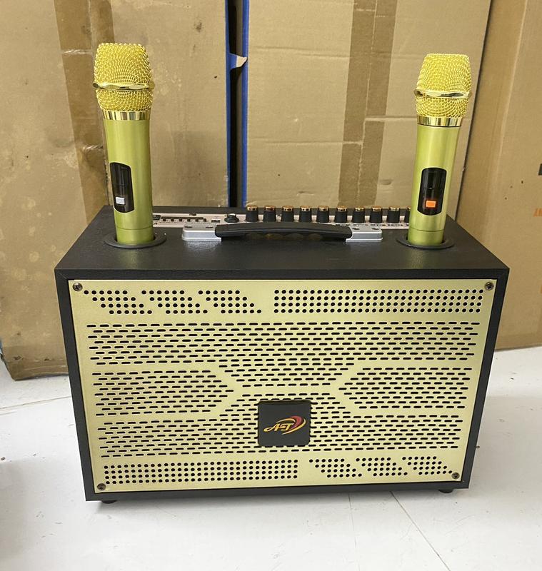 Loa AT-9999 Bo Mạch 10 Nút Chỉnh, Loa Xách Tay Di Động, Loa Karaoke Kèm 2 Micro Không Dây Củ Loa Nghe Nhạc