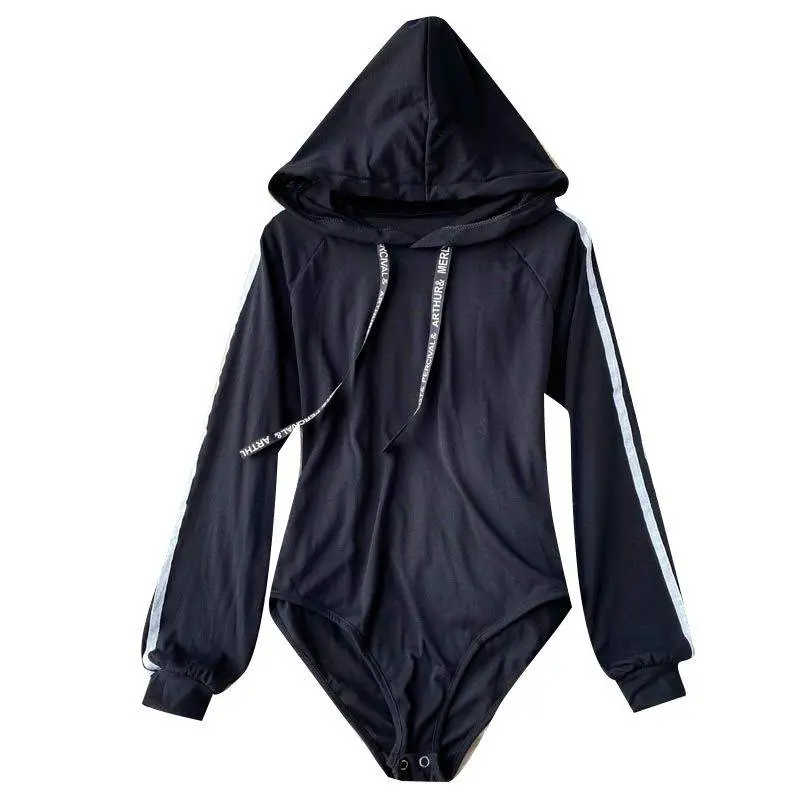 bodysuit nữ  Áo Thun Một Mảnh Cho Nữ, Áo Dưới Một Mảnh, Áo Dài Tay, Áo Len Có Mũ, Thiết Kế Giảm Béo Mỏng Mới, Màu Trơn