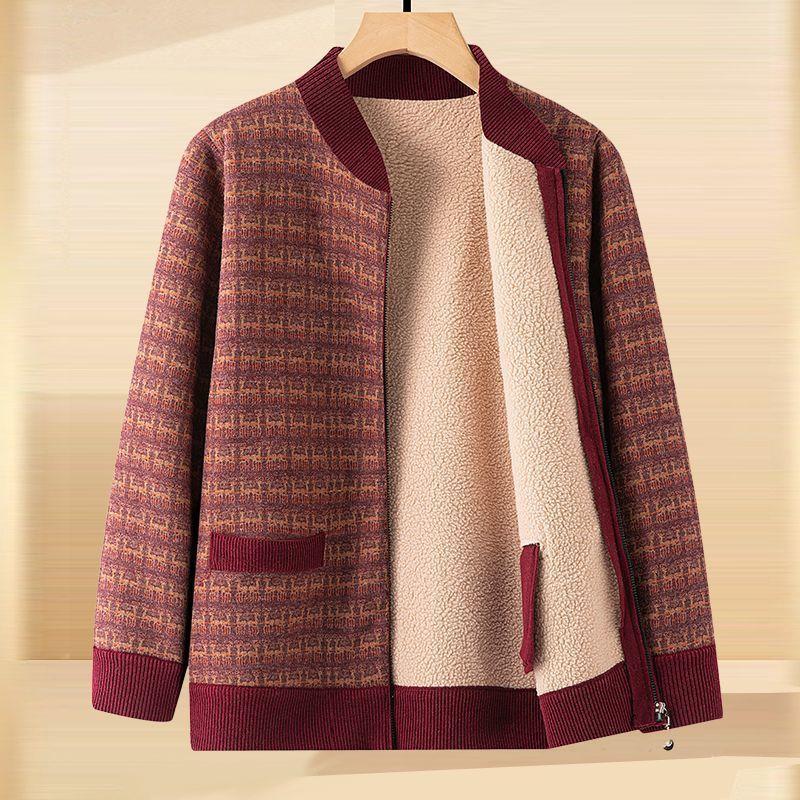 Quần Áo Mùa Xuân Và Mùa Đông Cho Mẹ, Áo Hoodie Nhung Mới, Dành Cho Phụ Nữ Trung Người Già, Áo Cardigan Có Khóa Kéo, Phong Cách Phương Tây Thường Ngày Thích Hợp Cho Phụ Nữ Trung Người Già Và Cao Tuổi, Áo Khoác Mùa Thu 1