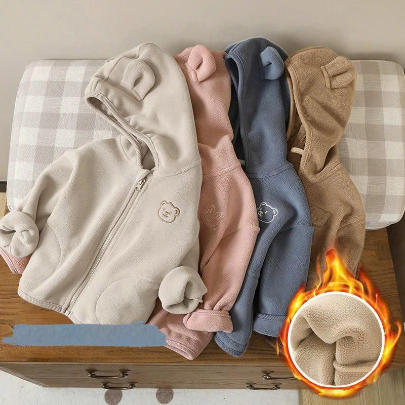 Áo Khoác Liền Mũ Lông Cừu Mịn 2 Mặt Ấm Áp Mềm Mịn LOTUKA Cho Bé Trai Bé Gái, Áo, Áo Thu Đông, Quần Áo Trẻ Em 3-12kg