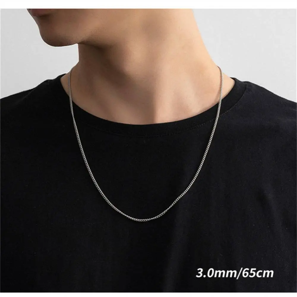 Vòng Cổ Dây Chuyền Thép Titan Cuba, Màu Bạc 3mm, Dành Cho Nam Và Nữ, Thời Trang Hip Hop, Đơn Giản Và Thanh Lịch, Unisex