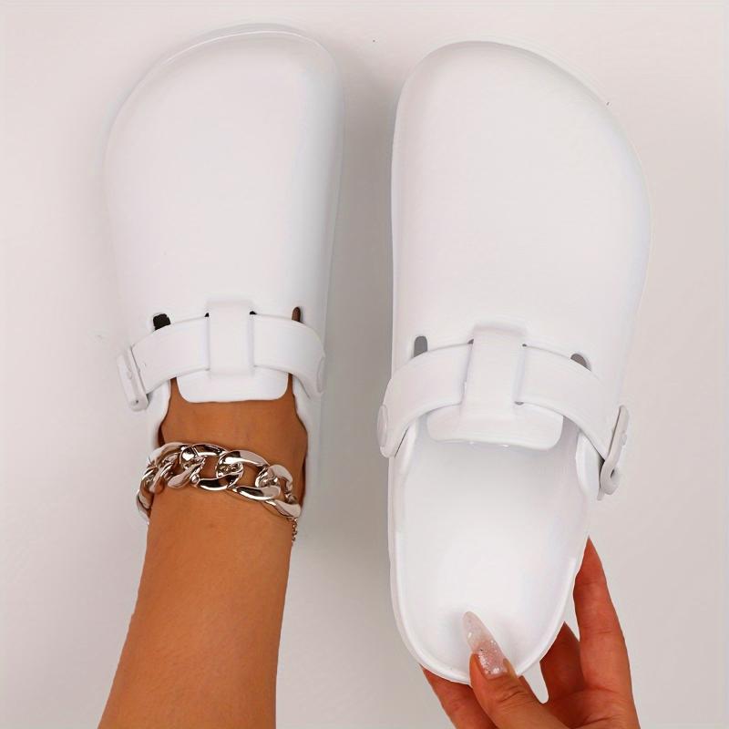 Product Introduction of Women's Solid Color EVA Clogs, Buckle Band Lightweight Soft Sole Walking Clogs, Half Versatile Daily Footwear Shoe Girl 16