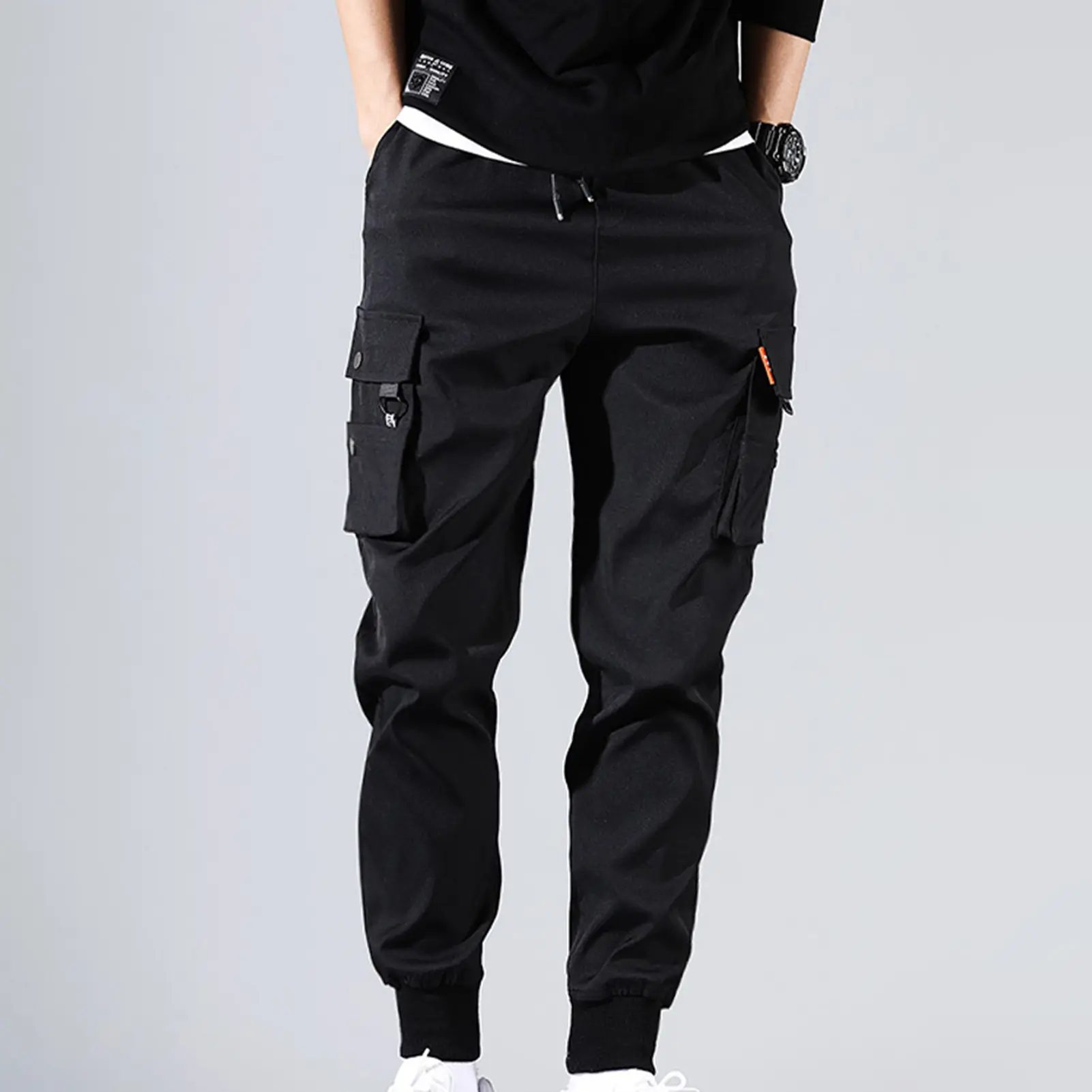 Pants Solid Color Thin Male Men Beam Feet Cargo Pants for Daily Life