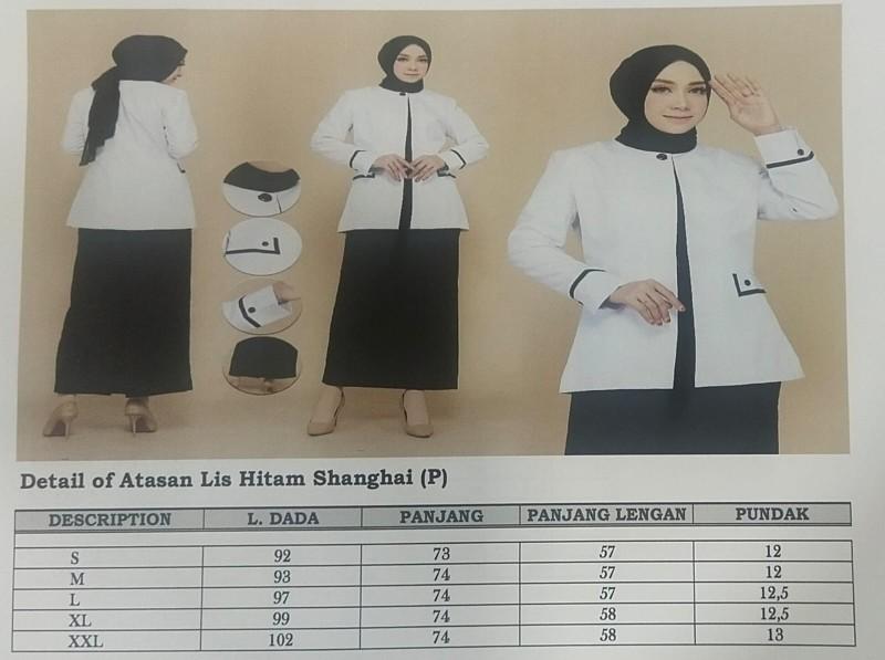 Product Introduction of SERAGAM KERJA DINAS HITAM PUTIH LIST MIRING ATASAN / SET ROK SPAN HTM / SET ROK A HITAM / SET CELANA PANJANG HITAM  BAHAN KATUN FREE HIJAB 0