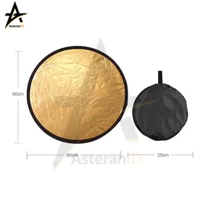Asteran Reflektor Studio Foto 2in1 Diameter 60cm Reflector Cahaya Gold Kamera Protector Camera