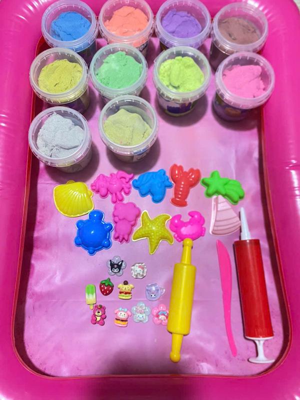 Bộ 10 xô cát động lực đầy đủ phụ kiện kèm charm kho báu hàng cao cấp Takacol siêu hot 35 món Toy Đồ Chơi Nam Châm cát động