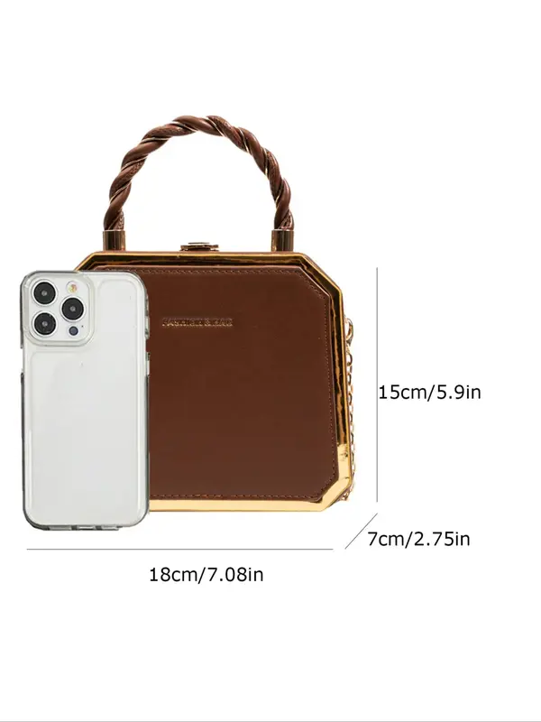 Women's Elegant Chain Strap Solid Square Bag, Trendy Minimalist Handbag, Chic All-match Handbag for Daily & Work Use 1
