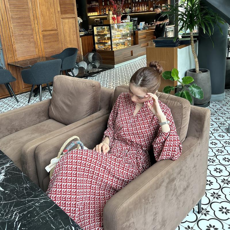 D113 ĐẦM MAXI DÀI CÓ TAY CỔ TRỤ CHẤT LỤA FREESIZE Nữ Women