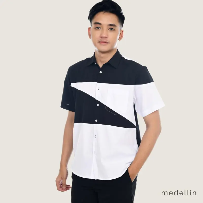 MEDELLIN Kemeja Couple Ayah Anak Lengan Pendek 101274 Hitam 2