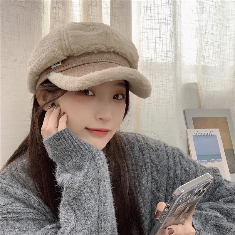 Mũ Beret Lưỡi Trai Len Lông Cừu, Nón Lưỡi Trai Phối Lông Cừu Phong Cách Hàn Quốc Dễ Phối Đồ (MAT0060BTKTT)